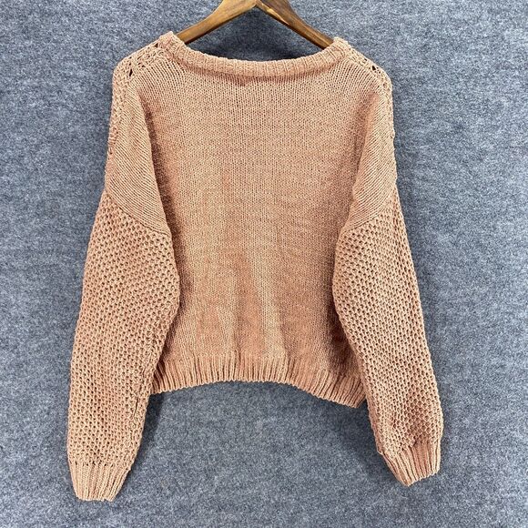 New Love Tree Sweater Pullover Women M Medium Brown Knit Long Sleeve Crew Neck - Picture 2 of 8